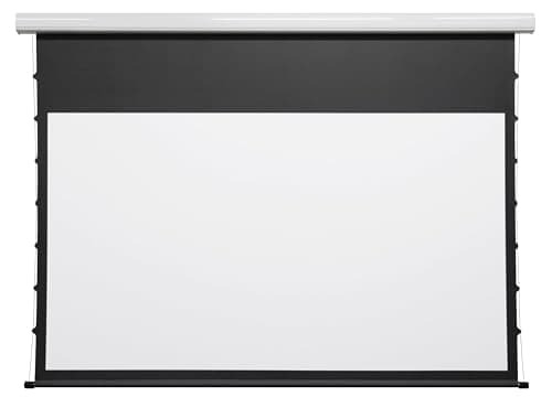Tensioned Motorized Electric Drop Down 4K/8K Projection Screen, 120" Diagonal 16:9 Matte White with White Aluminum Case Silver Ticket Products P169120