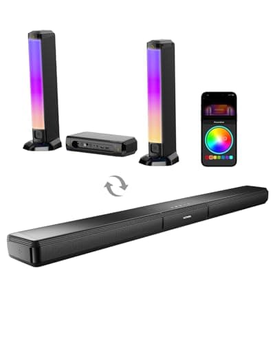 ULTIMEA 5.0ch Sound Bar for Smart TV, PC Soundbar with RGB Light, Detachable Soundbar for TV with App Control, 120W Peak Power, Bluetooth 5.3 TV Sound Bar, HDMI-ARC/Opt/AUX, Wall Mount, Apollo S70