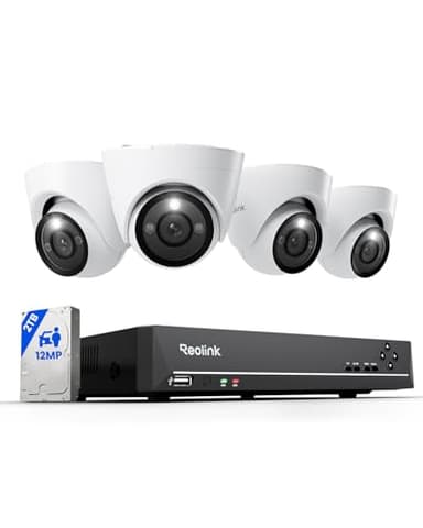REOLINK New Version 12MP Smart Security System with AI Video Search, Person/Vehicle/Animal Detection Color & Infrared Night Vision, Two-Way Talk, 24/7 Recording, Perimeter Protection, RLK8-1200D4-A