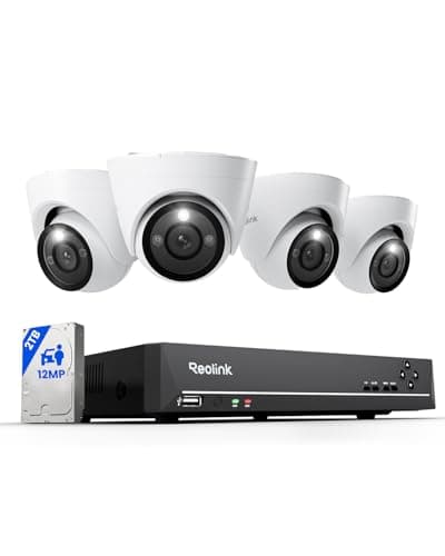 REOLINK New Version 12MP Smart Security System with AI Video Search, Person/Vehicle/Animal Detection Color & Infrared Night Vision, Two-Way Talk, 24/7 Recording, Perimeter Protection, RLK8-1200D4-A