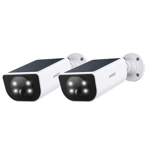 Security Cameras Wireless Outdoor-2.4Ghz WiFi Home Security Cameras with built-in Solar Panel, 2K Color Night Vision, Cloud Storage (optional), PIR Detection, Waterproof, Works with Alexa, S1 2P