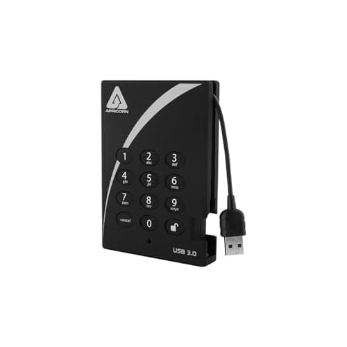 Apricorn 2TB Aegis Padlock USB 3.0 256-Bit AES XTS Hardware Encrypted Portable External Hard Drive (A25-3PL256-2000)