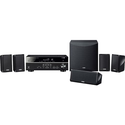 Yamaha Audio YHT-4950U 4K Ultra HD 5.1-Channel Home Theater System with 8" 50W RMS Powered Subwoofer Speakers, True Surround Sound, AV Receiver and Bluetooth Music Streaming Bundle with Accessories