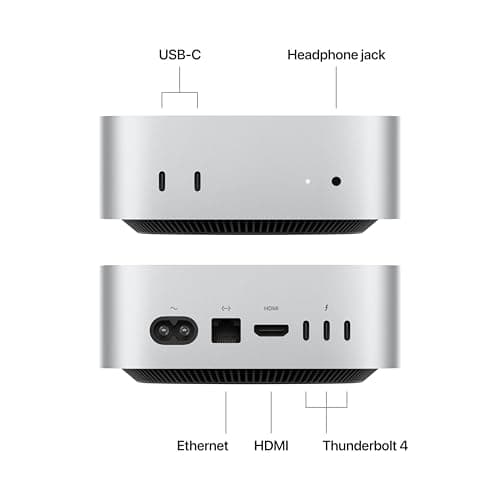 Apple 2024 Mac mini Desktop Computer with M4 chip with 10‑core CPU and 10‑core GPU: Built for Apple Intelligence, 16GB Unified Memory, 256GB SSD Storage, Gigabit Ethernet. Works with iPhone/iPad