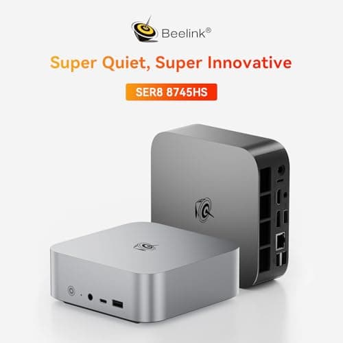 Beelink SER8 Mini PC, AMD Ryzen 7 8745HS(4nm, 8C/16T) up to 4.9GHz, Mini Computer 32GB DDR5 RAM 1TB M.2 NVME SSD, Desktop PC 4K@120Hz Triple Display, Mini Gaming Computer WiFi6/BT5.2/2.5Gbps/W-11 Pro