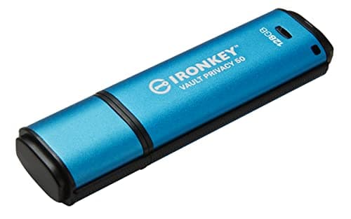 Kingston IronKey Vault Privacy 50 128GB Encrypted USB | FIPS 197 | AES-256bit | BadUSB Attack Protection | Multi-Password Options | IKVP50/128GB