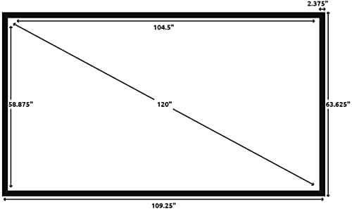 Silver Ticket Products STR Series 6 Piece White 1.1 Gain 120" Diagonal 16:9 Format Projection Screen, Aluminum Frame, Wall Mounted, 109.25x63.625 inches STR-169120