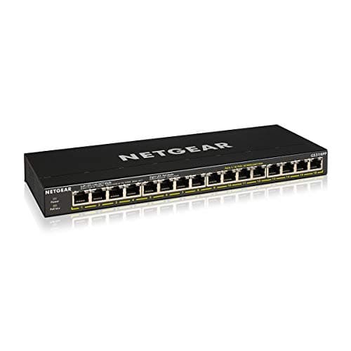 NETGEAR 16-Port PoE+ Gigabit Ethernet Unmanaged Essentials Switch (GS316PP) - with 16 x PoE+ @ 183W, Desktop or Wall Mount
