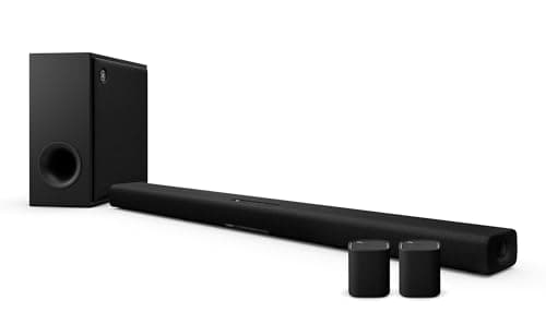 YAMAHA True X 50A Bundle - True X BAR 50A Sound Bar with Dolby Atmos, Wireless Subwoofer, Alexa Built-in + Pair of True X Speaker 1A Portable, Wireless, Surround Sound Speakers with Bluetooth. Black