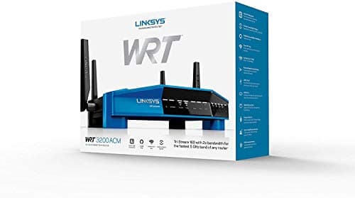 Linksys WRT3200ACM: AC3200 Dual-Band Gigabit Wi-Fi Router, Beamforming Tri-Stream Wireless Signal, Ethernet Ports, MU-MIMO (Black, Blue)