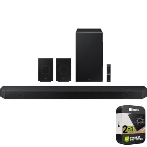 SAMSUNG HW-Q990D Q-Series 11.1.4 ch. Wireless Dolby Soundbar with Q-Symphony (2024) (Renewed) Bundle with 2 Year Enhanced Protection Pack