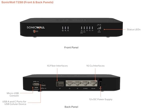 Sonicwall TZ80 Total Secure - 1 Year Advanced Protection (03-SSC-2840) | TZ80 Network Security Appliance with 1 Year Advanced Protection Service Suite | Next-Generation Firewall