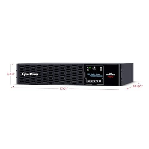 CyberPower PR3000RTXL2UACN Smart App Sinewave UPS System, 3000VA/3000W, 9 Outlets, 2U Rack/Tower, RMCARD205 Pre-Installed, EBM Option, Built-in Cloud