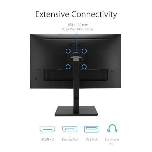 ASUS 27” 4K Business Monitor (VA27UQSB) - UHD (3840 x 2160), IPS, Frameless, HDR10, DisplayPort, Dual HDMI, Speakers, Eye Care, Ergonomic, pivot, swivel, height adjustable, DisplayWidget, 3yr warranty