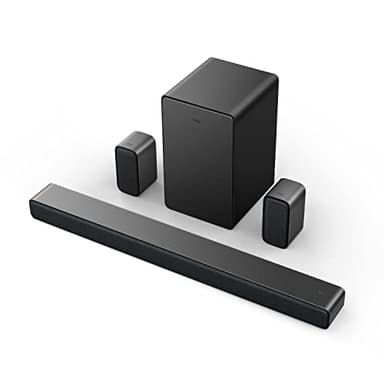 TCL 5.1ch Sound Bar with Wireless Subwoofer (Q6510, 2023 - Model), Dolby Audio, DTS Virtual:X, 430W, Built-in Center Channel Speaker, 2 Rear Surround Sound Speakers, Wall Mount/HDMI Cable (Renewed)