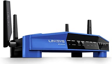 Linksys WRT3200ACM: AC3200 Dual-Band Gigabit Wi-Fi Router, Beamforming Tri-Stream Wireless Signal, Ethernet Ports, MU-MIMO (Black, Blue)