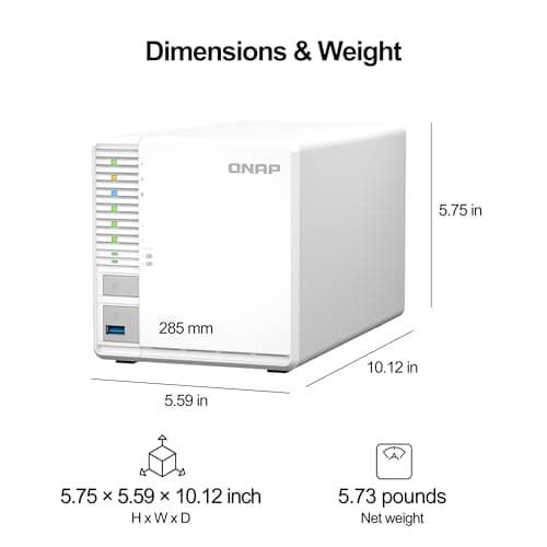 QNAP TS-364-8G-US 3 Bay High-Performance Desktop NAS with 2.5GbE and M.2 SSD caching for Running Virtual Machines and Qtier