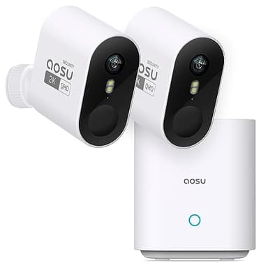 AOSU Security Cameras Wireless Outdoor Home System, True 2K HD Night Vision, No Subscription, 240-Day Battery Life, 166° Wide View, Spotlight & Siren Alarm, Motion Alert, Support 2.4G & 5G WiFi Router