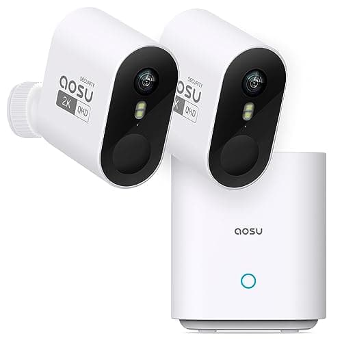 AOSU Security Cameras Wireless Outdoor Home System, True 2K HD Night Vision, No Subscription, 240-Day Battery Life, 166° Wide View, Spotlight & Siren Alarm, Motion Alert, Support 2.4G & 5G WiFi Router