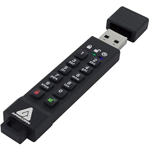 Apricorn 16GB Aegis Secure Key 3Z 256-bit AES XTS Hardware Encrypted FIPS 140-2 Level 3 Validated Secure USB 3.0 Flash Drive (ASK3Z-16GB), Black