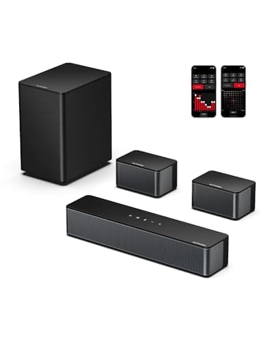 ULTIMEA 5.1 Sound Bar for Smart TV, Virtual Surround Sound System for TV, 320W Peak Power, Adjustable Surround Speakers and Subwoofer, APP Control, Home Theater Soundbar Poseidon D50(2025 New Model)