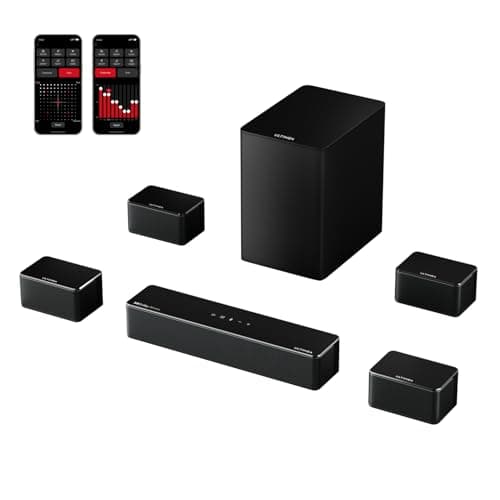 ULTIMEA 7.1Ch Soundbar with Dolby Atmos, APP Control, Surround Sound System for TV, 4 Wired Surround Speakers, Sound Bar for TV with 6.5" Wireless Subwoofer, Soundbar for TV, Poseidon D80 Upgraded