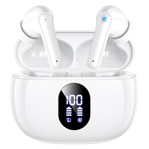 ZZU Wireless Earbuds, 2025 Ear Buds with Big Bass Stereo Sound, Lightweight Bluetooth Headphones with 48 Hours Playtime, in-Ear Fit Earphones, IPX7, Hands-Free Calls with AI for iPhone, Android, Pad