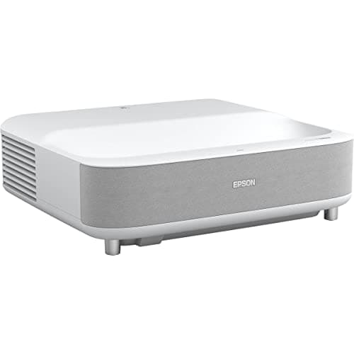 Epson EpiqVision Ultra Short Throw LS300 3LCD Smart Laser Projector, 3600 Lumens Color & White Brightness, HDR, Android TV, Yamaha Speakers, Bluetooth, Sports, Gaming, Movies - White (Renewed)