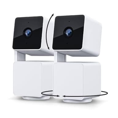 WYZE Cam Pan v3 Indoor/Outdoor IP65-Rated 1080p Pan/Tilt/Zoom Wi-Fi Smart Home Security Camera with Color Night Vision, 2-Way Audio, Compatible with Alexa & Google Assistant, White, 2-Pack