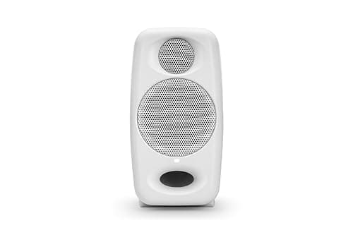 IK Multimedia Premium Version iLoud Micro Monitor Pro White (Pair) 50 Watt Portable & Powerful Reference Studio Monitor, Class D High-Efficiency Amplifier, Custom-Made Drivers for Music Mixing