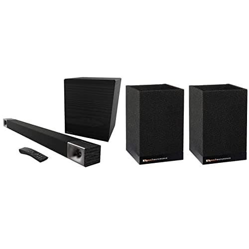 Klipsch Cinema 600 Sound Bar Sound Wall Mount Speakers, Black Surround 3 Surround Speaker, Black