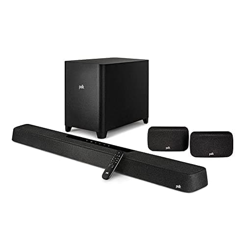 Polk Audio MagniFi Max AX SR 7.1.2 Channel Sound Bar with 10" Wireless Subwoofer & SR2 Surround Speakers, Dolby Atmos and DTS:X Certified, Polk's Patented VoiceAdjust & SDA Technologies, Black