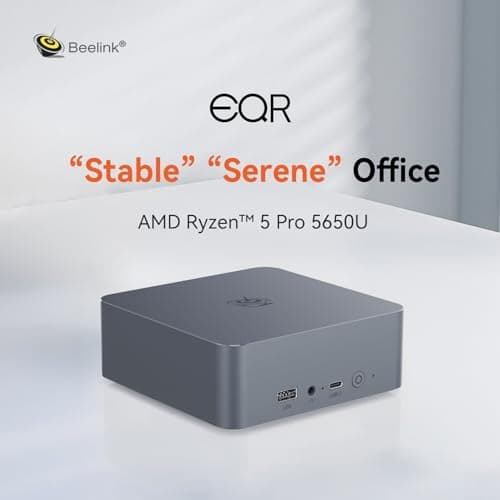 Beelink EQR5 Mini PC, AMD Ryzen 5 5650U(7nm, 6C/12T) up to 4.2GHz, Mini Computer 32GB DDR4 RAM 1TB PCIe3.0x4 SSD, Micro PC 4K@60Hz Dual HDMI Display/WiFi6/BT5.2/Office/Home/HTPC/W-11 Pro