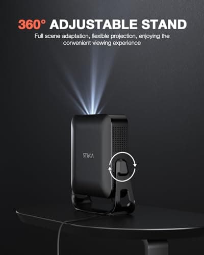 【360°Adjustable Stand & Auto Focus/Keystone】Mini Projector with WiFi and Bluetooth, 550ANSI Native 1080P Portable Outdoor Movie Projector, VOPLLS Home Projector 4K Support for HDMI/USB/Phone/PC(Black)