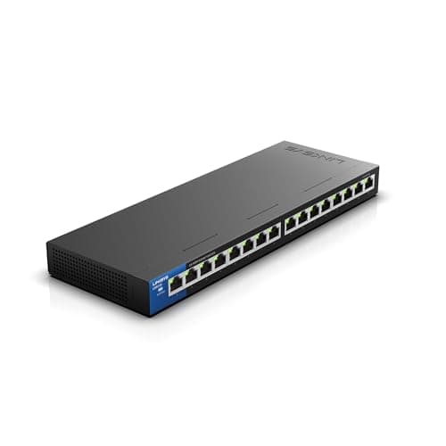 Linksys LGS116P 16 Port Gigabit Unmanaged Network PoE Switch with 8 PoE+ Ports @ 80W - Ideal for Business, Home, Office, IP Surveillance - Ethernet Switch Hub with Metal Housing, Desktop / Wall Mount