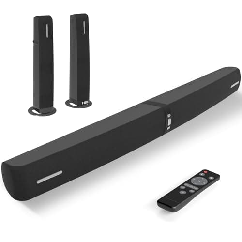 Sound Bar for Smart TV,90W Soundbar with Bluetooth/ARC/Optical/AUX Connect, Auto Volume Boost, 3 Customizable Equalizer Modes, 2 in 1 Detachable Soundbar for TV/PC/Gaming/Projectors