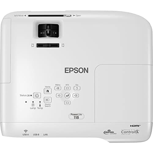 Epson, EPSV11HA03020, PowerLite 118 3LCD XGA Classroom Projector with Dual HDMI, 1 Each , 3.6"x11.6"x10.2"
