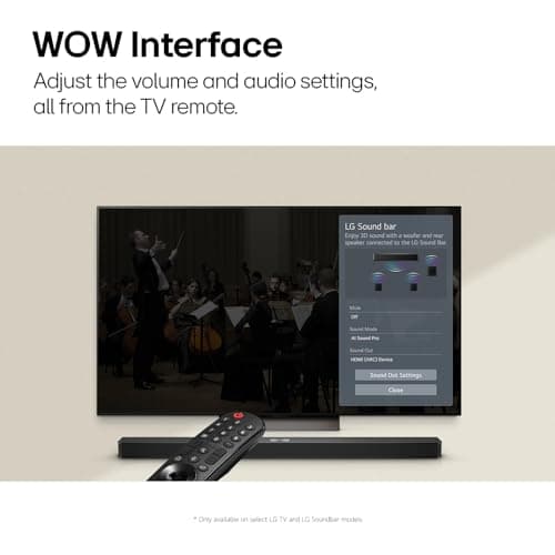 LG S60T 3.1 ch. Soundbar with Wireless Subwoofer, Dolby Audio, TV Synergy, Wow Interface, AI Sound Pro (2024 Model)