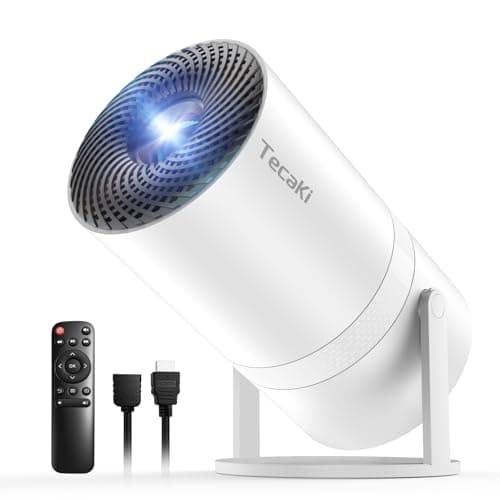 Mini Portable Projector with WiFi and Bluetooth, Movie projector 1080P HD Supported, Auto Keystone Correction, 180° Rotatable, Compatible with TV Stick, HDMI, USB, Smartphone, Laptop (White1)