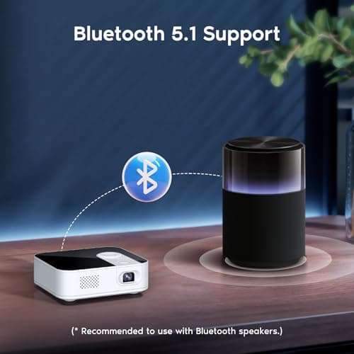 【3-hour Playtime】TMY Ultra Mini Projector, 1080P Support Portable Projector with WiFi and Bluetooth, Battery Powered Movie Projector, DLP Video Projector, Compatible with Phone/Pad/TV Stick/HDMI/USB