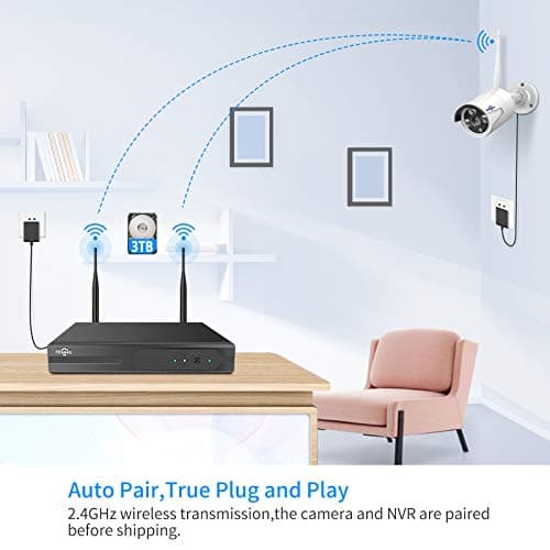 Hiseeu Wireless Pro WiFi Security Camera System, 16CH 4K NVR Kit, 8Pcs 5MP CCTV Home Security Camera System for Indoor/Outdoor Use, Night Vision, Waterproof, Motion Detection, 3TB Hard Drive