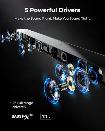 ULTIMEA 7.1ch Virtual Surround Sound Bar, Sound Bar for Smart TV with 2 Surround Speakers, Surround Sound System for TV with RGB, 6.5" Subwoofer, Peak Power 410W, App, HDMI/OPT/AUX/BT Apollo S70 Ultra