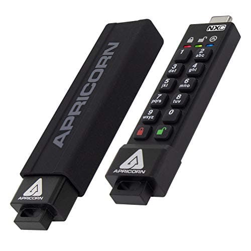 Apricorn 128GB Aegis Secure Key 3 NXC 256-Bit Hardware-Encrypted USB 3.2 Type C Flash Drive, FIPS 140-3 Level 3 Validated (ASK3-NXC-128GB), Black