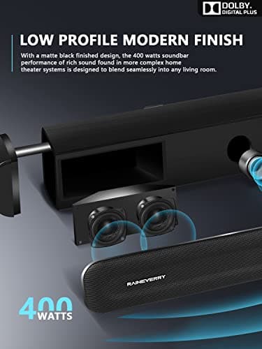 5.1 CH Surround Sound Bar with Dolby Audio, Sound Bars for TV, Wireless Subwoofer & Rear Speaker, Dolby Digital Plus, Bluetooth 5.3, Surround Sound System for Home Theater, 4K & HD TVs| HDMI & Optical