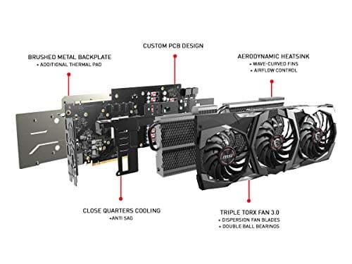 MSI Gaming GeForce RTX 2080 8GB GDRR6 256-bit VR Ready Graphics Card (RTX 2080 GAMING X TRIO)
