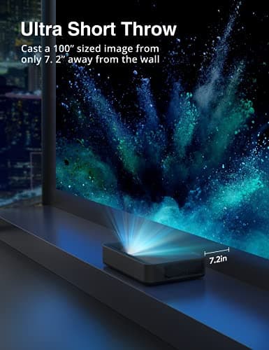 4K Ultra Short Throw Laser TV Home Theatre Projector, 2500 ANSI Lumens, HDR10, DTS and Dolby Audio, for Movies&Video&Gaming, Easy Installation