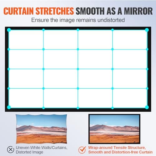 VEVOR Projector Screen Fixed Frame 130inch Diagonal 16:9 Movie Projector Screen 4K HD with Aluminum Frame Projector Screen Wall Mounted for Home Theater Office