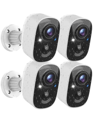 Security Cameras Wireless Outdoor (4 Pack), Battery Powered Cameras for Home Security with AI Motion Detection, 2K Color Night Vision, 2-Way Talk, IP66 Weatherproof, SD/Cloud Storage