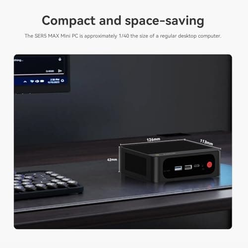 Beelink SER5 MAX Mini PC, Ryzen 7 6800U (up to 4.7GHz) Mini Computer, 24GB RAM & 500GB PCle4.0 SSD, AMD Radeon 680M, Wi-Fi 6, BT5.2, 1000M LAN, Supports 4K Triple Displays via HDMI, DP, USB-C