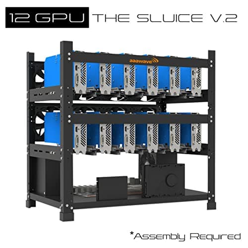 12GPU Open Frame Mining Rig Frame Chassis with Biostar TZ590-BTC Duo Motherboard for Crypto Currency Mining
